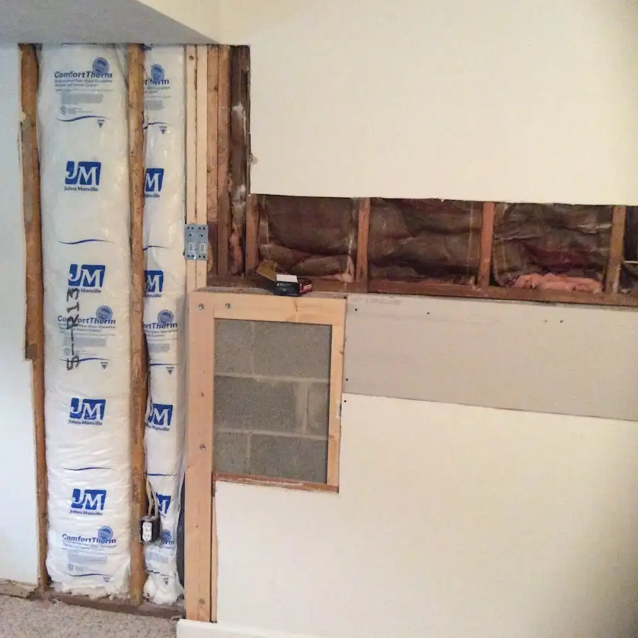 Wall insulation replacement during Basement Flood Cleanup in Texas
